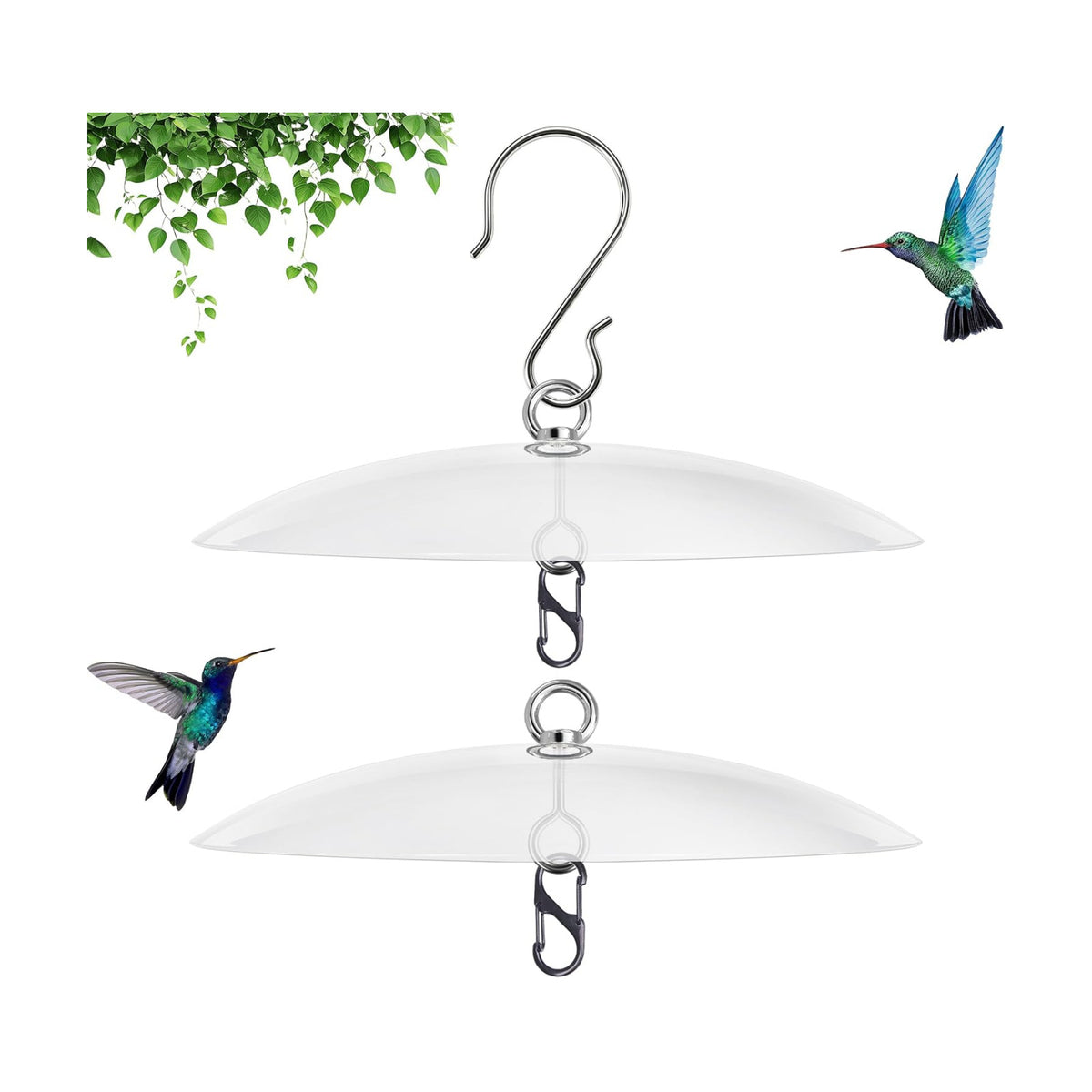 8" Bird Feeder Rain Guard, Hummingbird Feeder Shade Dome Cover, Hanging Baffle for Bird Feeder Pole,Smart Birds Feeder's Umbrella(Translucent), 2 Pack