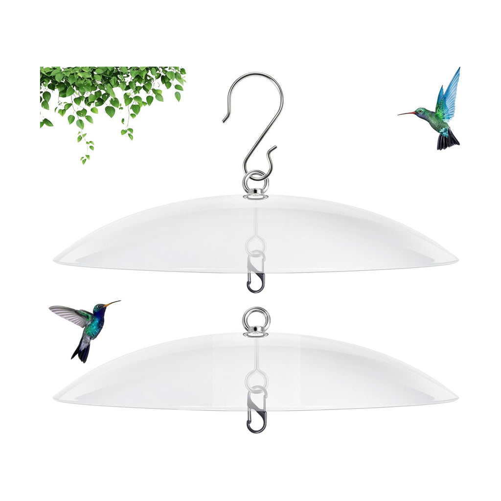 12" Bird Feeder Rain Guard, Hummingbird Feeder Shade Dome Cover, Hanging Baffle for Bird Feeder Pole,Smart Birds Feeder's Umbrella(Translucent), 2 Pack