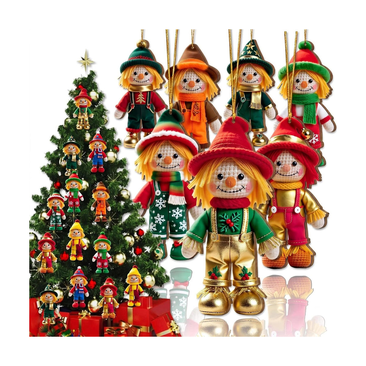 18Pcs Scarecrow Halloween & Christmas Ornaments
