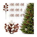 48 Pcs Brown Beige 6.5 Inch Christmas Holly Berry Stems