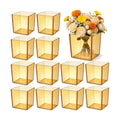 Tioncy 12 Pcs Amber Square Vase 5'' x 5'' Acrylic Flower Plastic Vases for Centerpieces Acrylic Cube Plastic Container Bulk Succulent Pots Planters for Plant Wedding Home Office Floral Decor