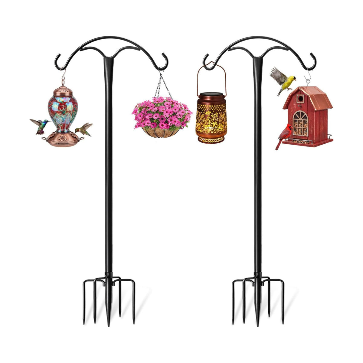 2 Pack 89" Shepherds Hooks for Outdoor, Heavy-Duty Metal Bird Feeder Pole