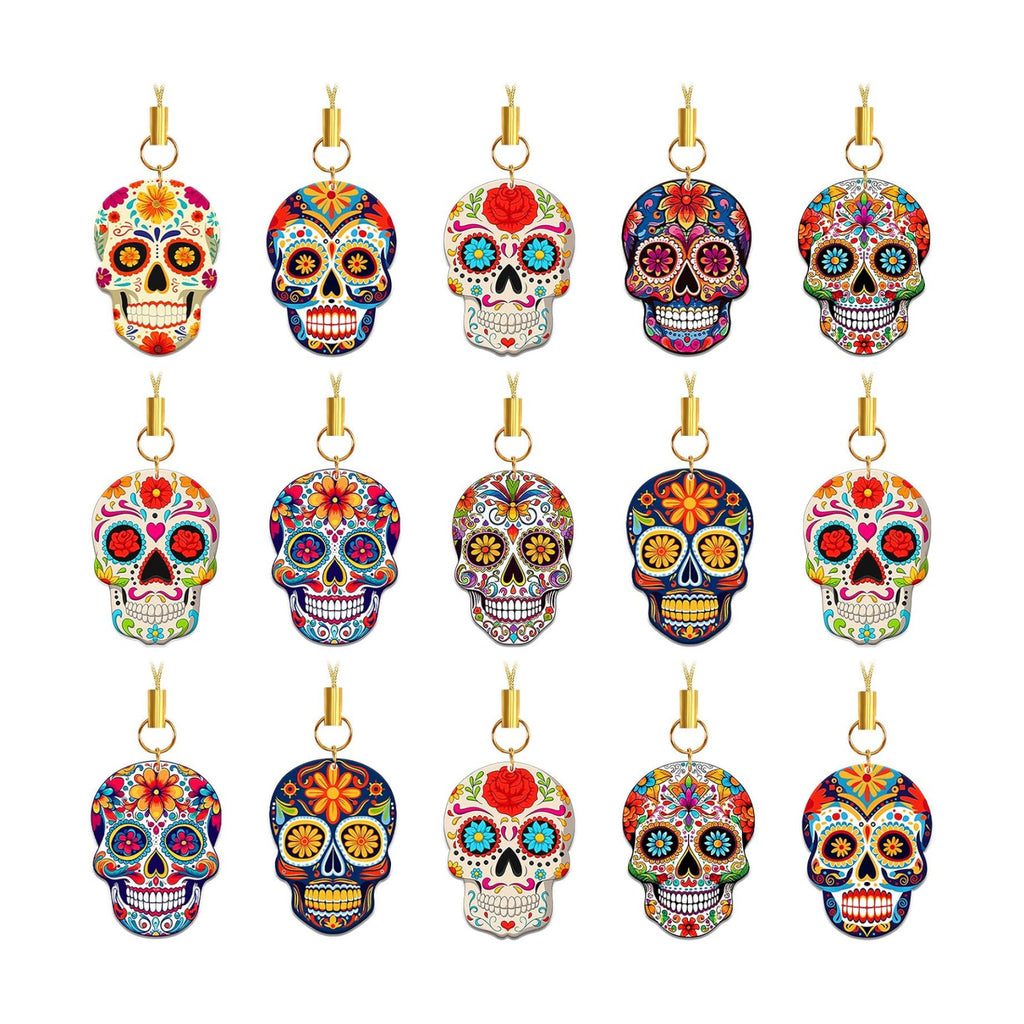 36Pcs Skull Ornaments Double Side Dia De Los Muertos Hanging Decor
