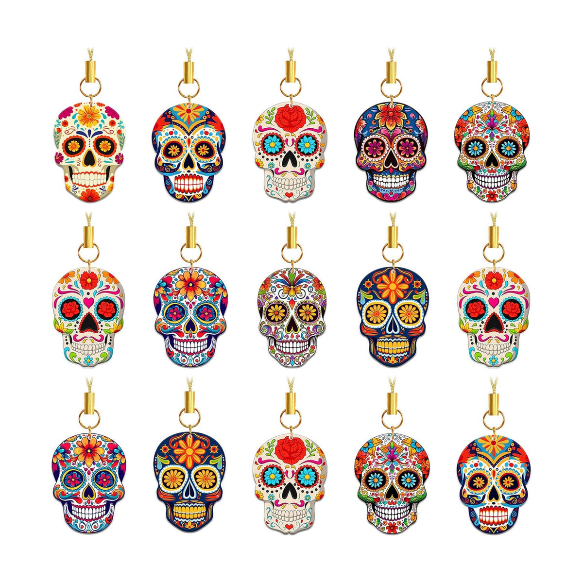36Pcs Skull Ornaments Double Side Dia De Los Muertos Hanging Decor