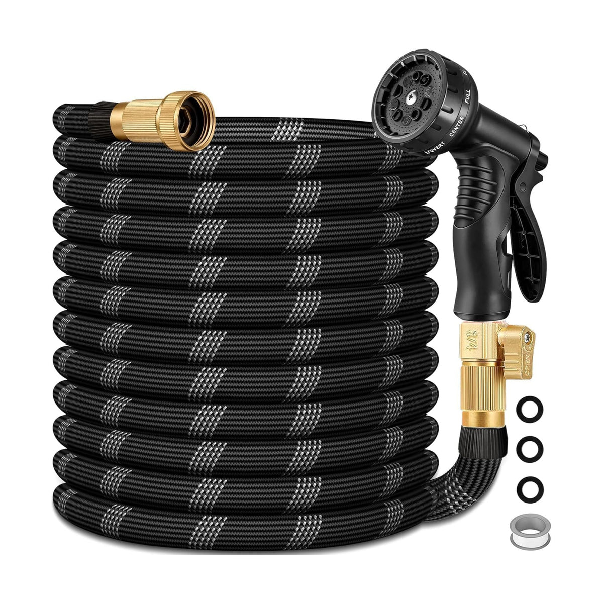 100 FT Non-Expandable Garden Hose, Lightweight Hose with 10 Function Spray Nozzle, Kink-Free Flexible Water Hose