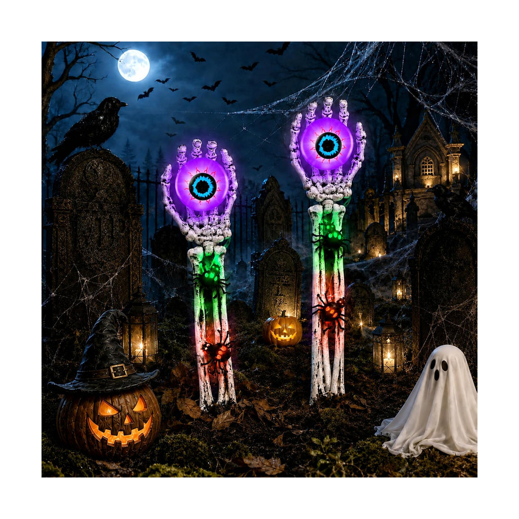 Halloween Decorations Outdoor, 2 Packs Skeleton Hands for Halloween Decor