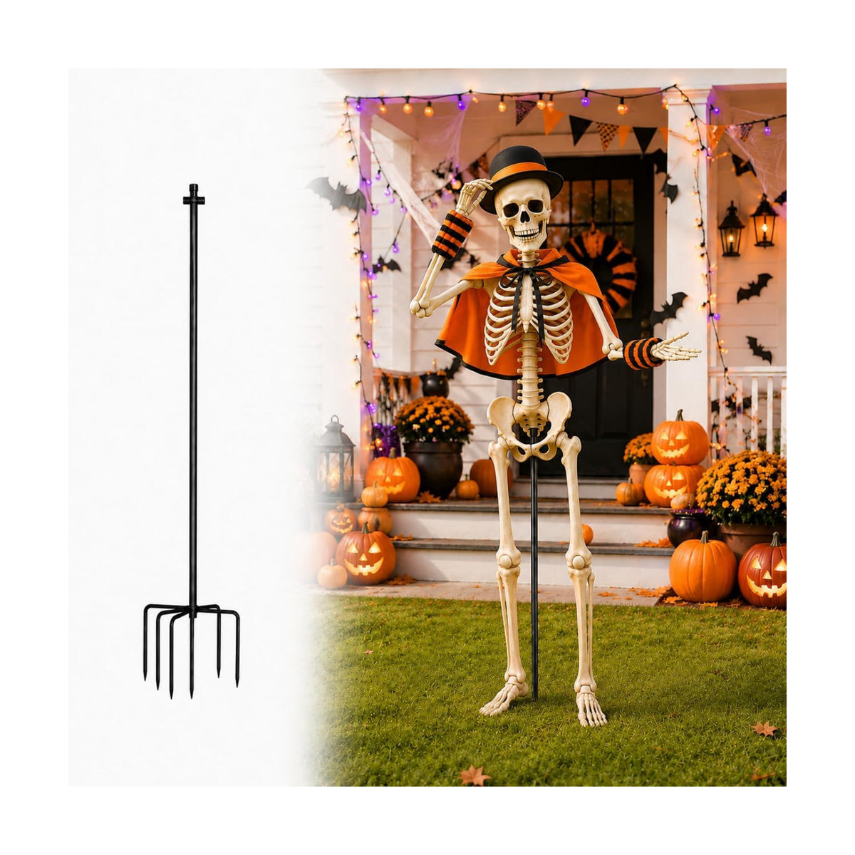 1 P Skeleton Stand for 5-5.6 ft Halloween Skeletons,Skeleton Not Included