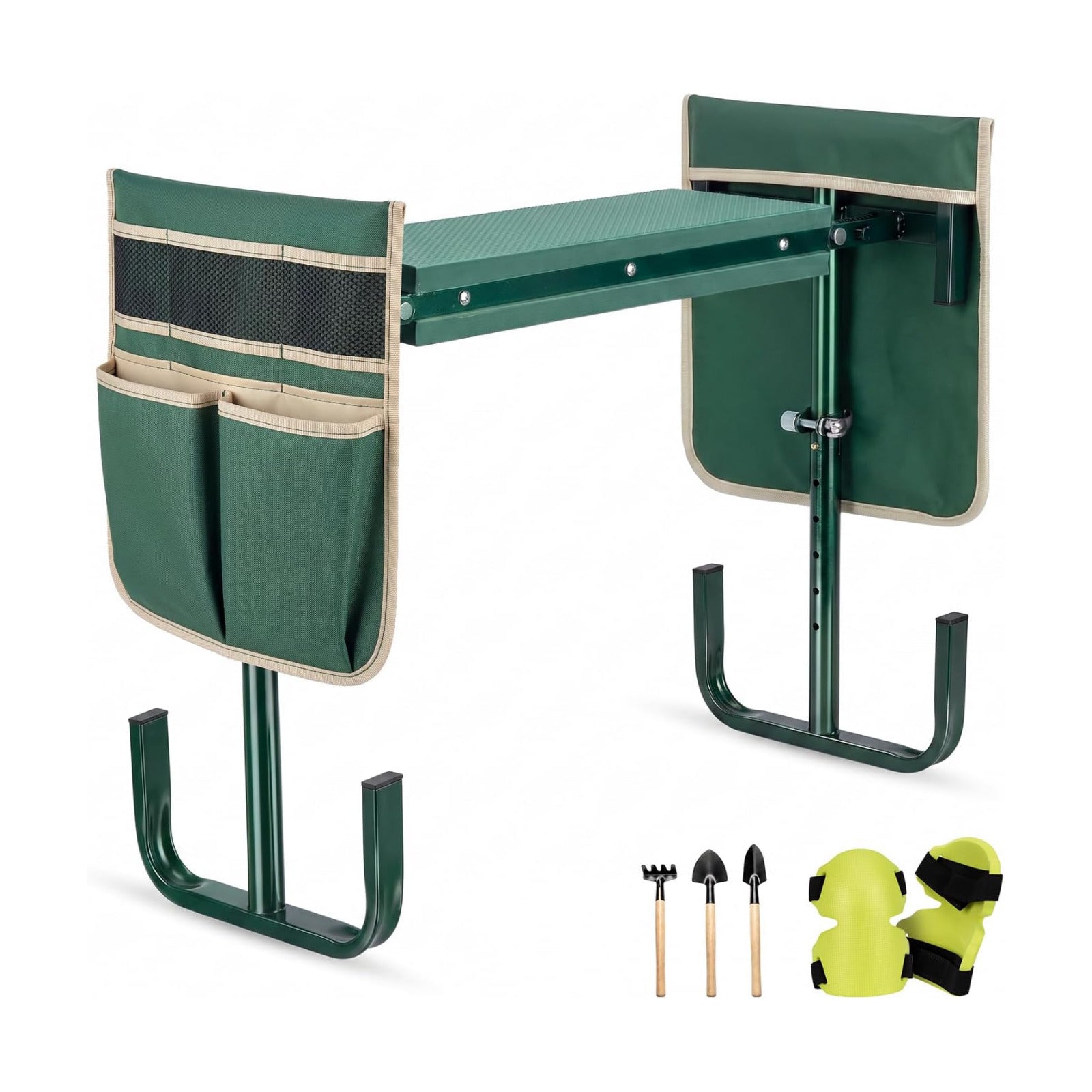 Garden Kneeler and Seat Soft Kneeling Pad Garden Bench Adjustable Height | 2 Practical Tool Pouches Foldable Gardening