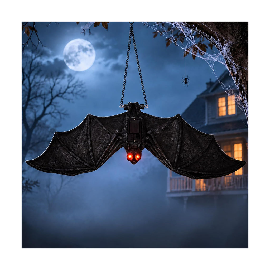Goodeco Solar Hanging Bat - 19.7'' Large Outdoor Halloween Decor