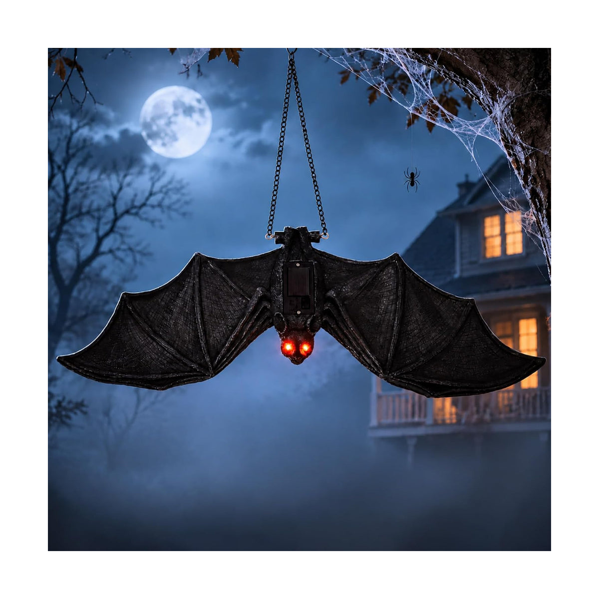 Goodeco Solar Hanging Bat - 19.7'' Large Outdoor Halloween Decor