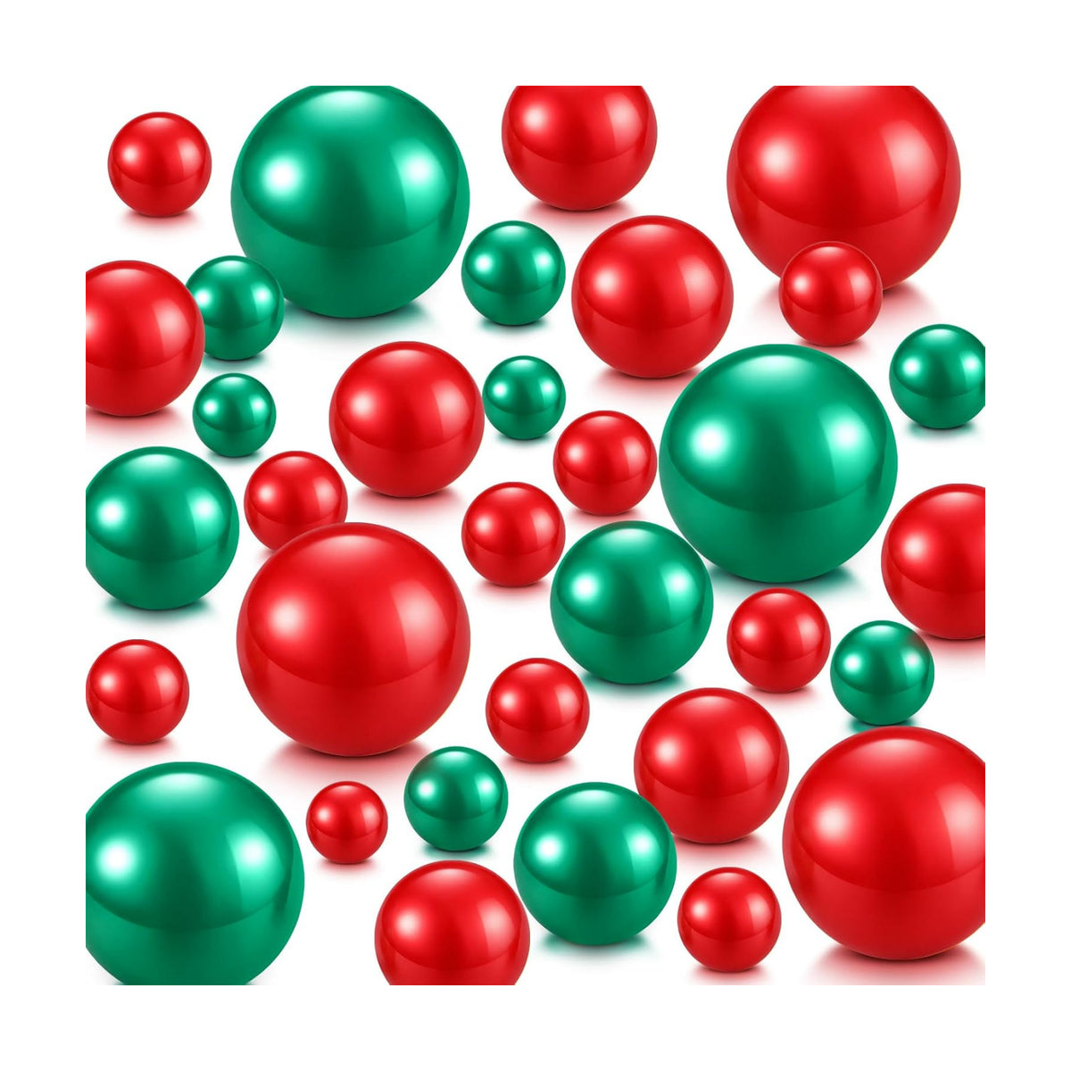 Junkin 300 Pcs Faux Pearl Vase Filler No Hole Beads, Green and Red