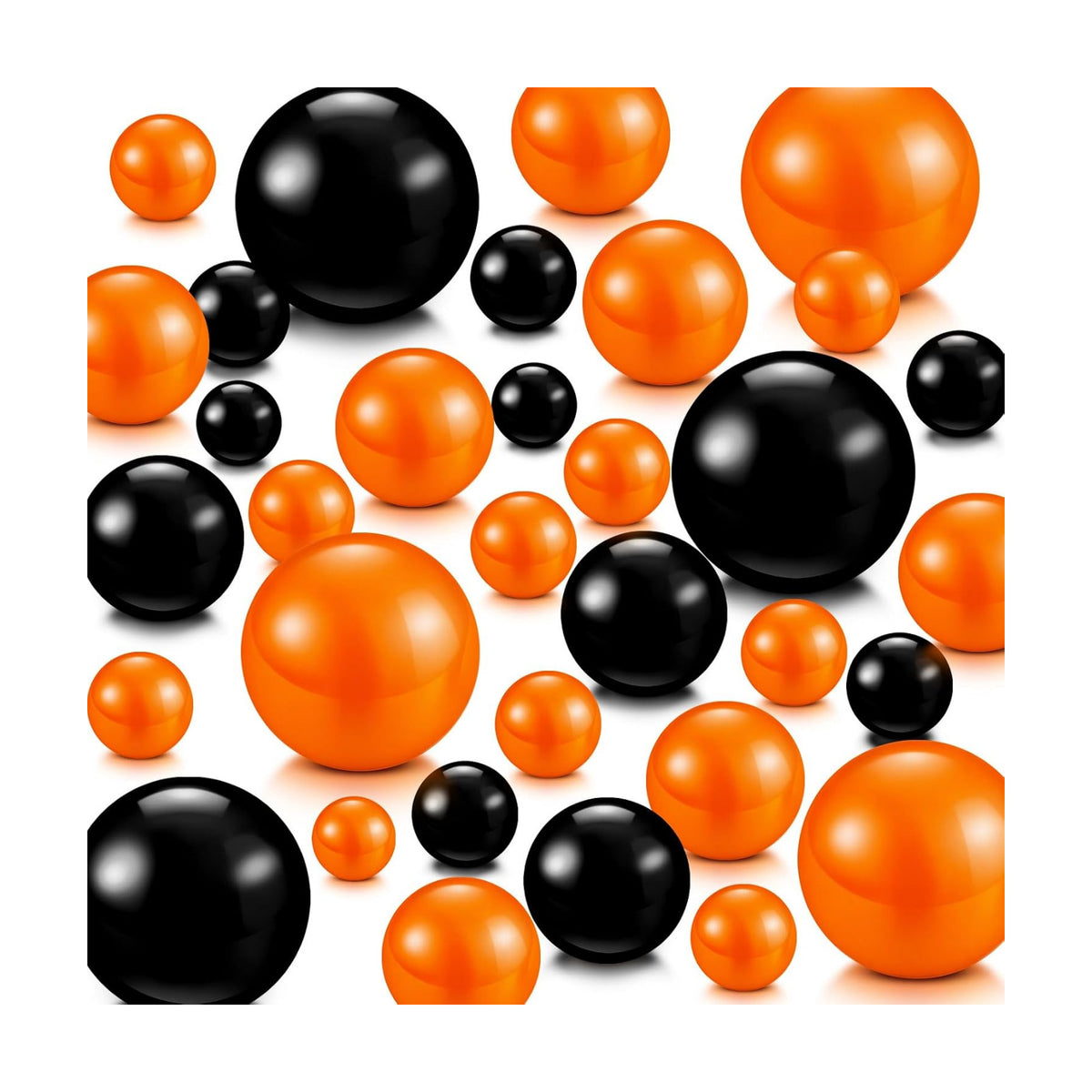 Junkin 300 Pcs Faux Pearl Vase Filler No Hole Gloss Beads,Black and Orange