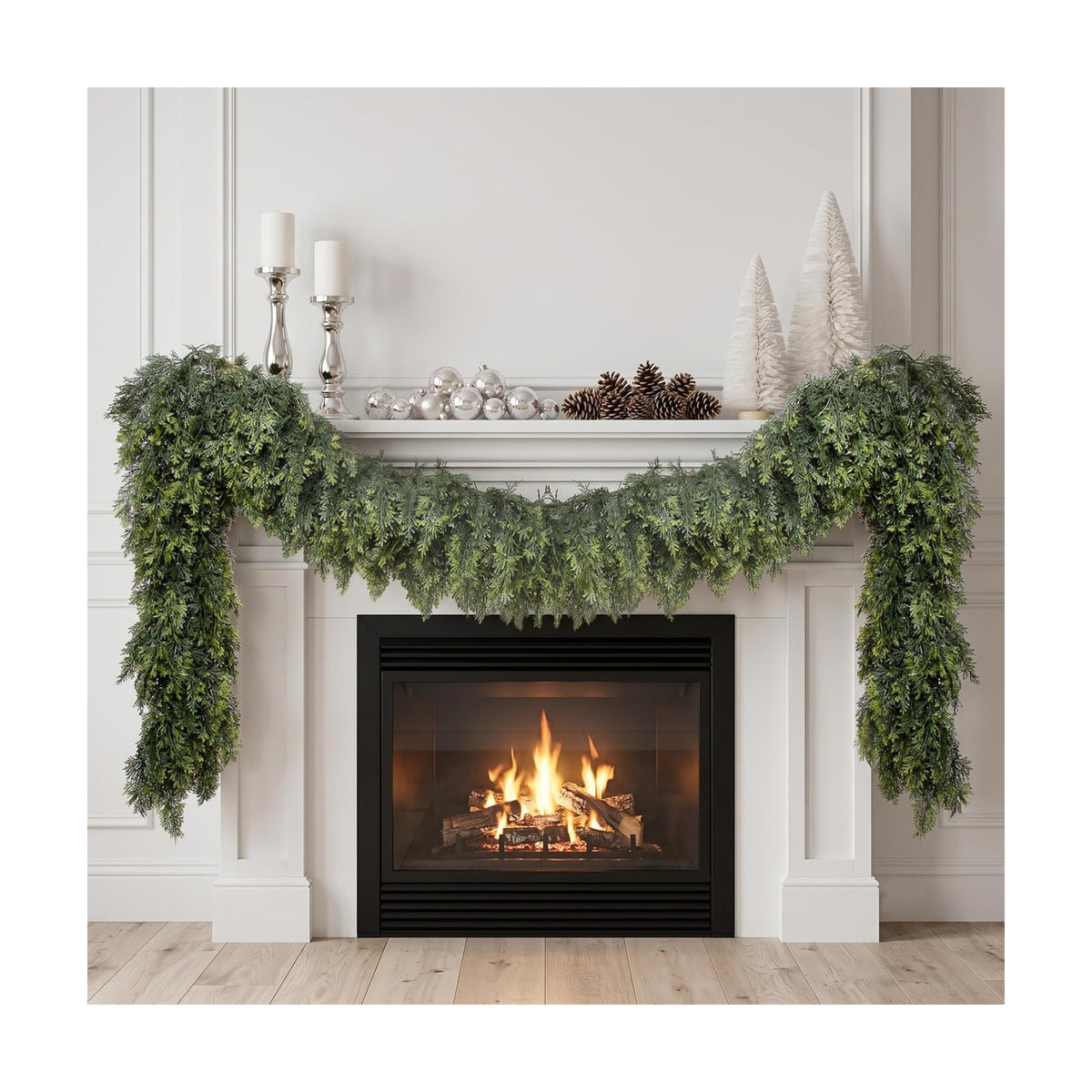 Hananona 9 FT Christmas Garland, Real Touch Cedar Garlands, 1 Pcs
