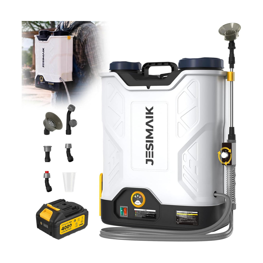 JESIMAIK Backpack Sprayer with Agitator, 120 PSI Handle-Mounted Pressure Control, 4.8 Gallon, 4.0Ah Battery Powered