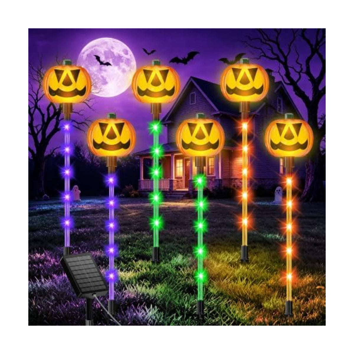 18.89'' Solar Pumpkin Lights Outdoor Halloween Decorations, 6 Pack