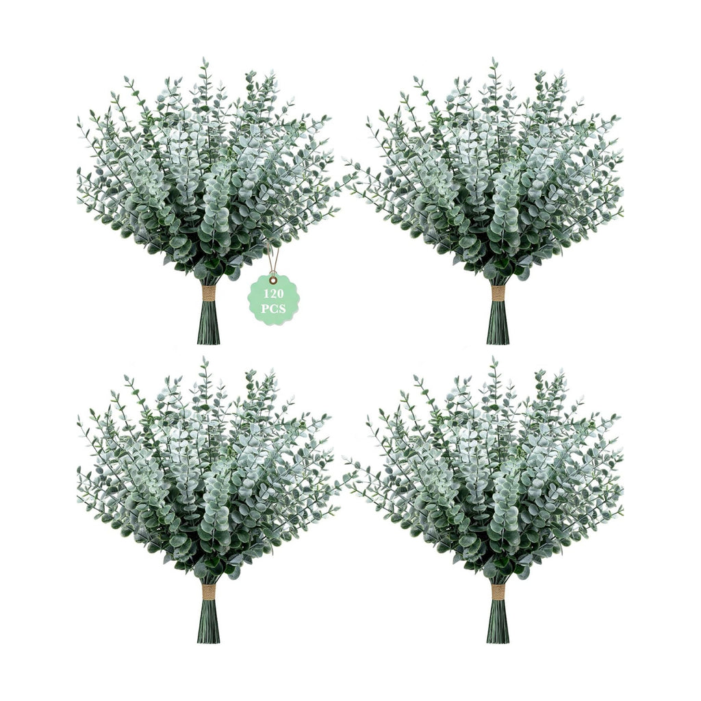 120 Pcs Artificial Eucalyptus Stems Bulk,Fake Plants Eucalyptus Leaves
