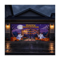 Halloween Garage Door Cover 7 x 16 ft, Ghost Gathering Banner