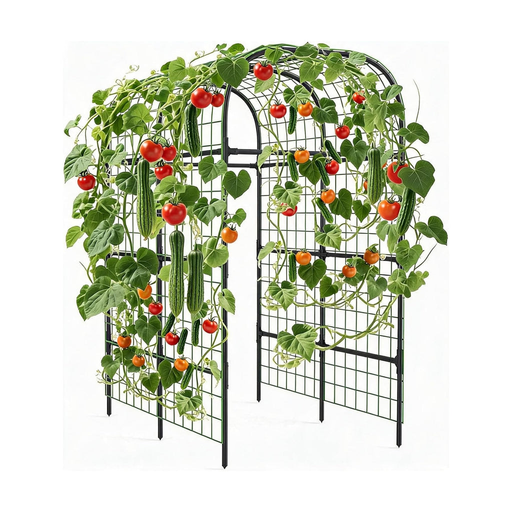 Garden Arch Trellis for Raised Beds, 7.3 FT Metal Cucumber Trellis with Plastic Connectors, u-Shape Plant Support for