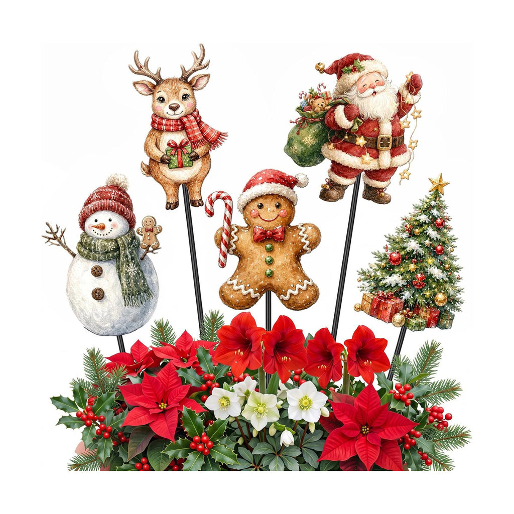 Roowest 5 Pack 12'' H Metal Christmas Yard Stakes Outdoor Decorations