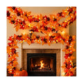 2Pack 9Ft 50 LED Maple Leaf Garland Battery Operated with Timer,8 Modes Waterproof Fall Decorations for Home Fall Garland with Lights for Fall Thanksgiving Table Harvest Home Indoor Decorations