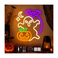 Ghost Halloween Neon Sign, Dimmable Pumpkin & Bat Neon Signs for Wall Decor