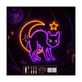 Mystic Cat & Moon Halloween Neon Sign, Dimmable Neon Signs for Wall Decor