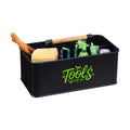 Gardening Tool Caddy, Wooden Handle and 4 Compartments | Metal Black Garden Tool Basket, Large Capacity Garden Caddy