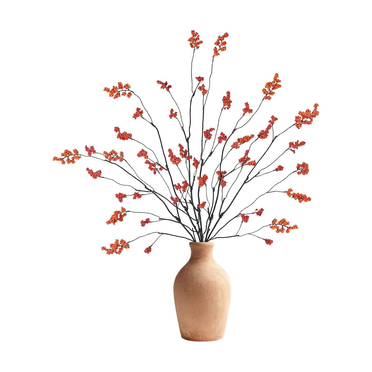DuHouse 6Pcs 37.4" Faux Fall Berry Stems, Orange Red Thanksgiving Decor