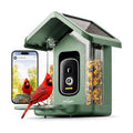 Solar Powered Smart Bird Feeder with Camera — 2K HD Video Bird Feeder with AI Bird Identification, Wireless 2.4 GHz WiFi Outdoor Birdhouse Camera with Live Feed — Gift for Bird Lovers (Green)