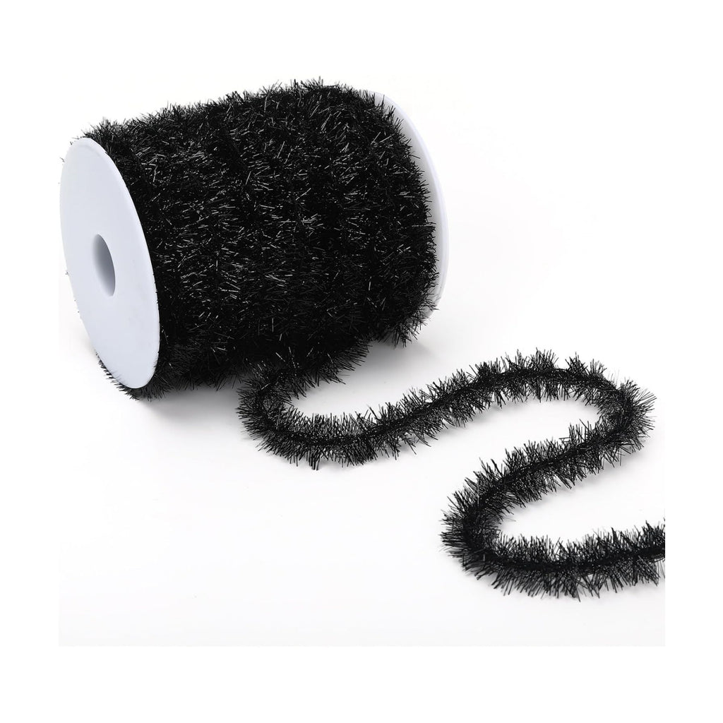 MARFOREVER 40 Yards Black Tinsel Ribbons Halloween Mini Twist Garlands