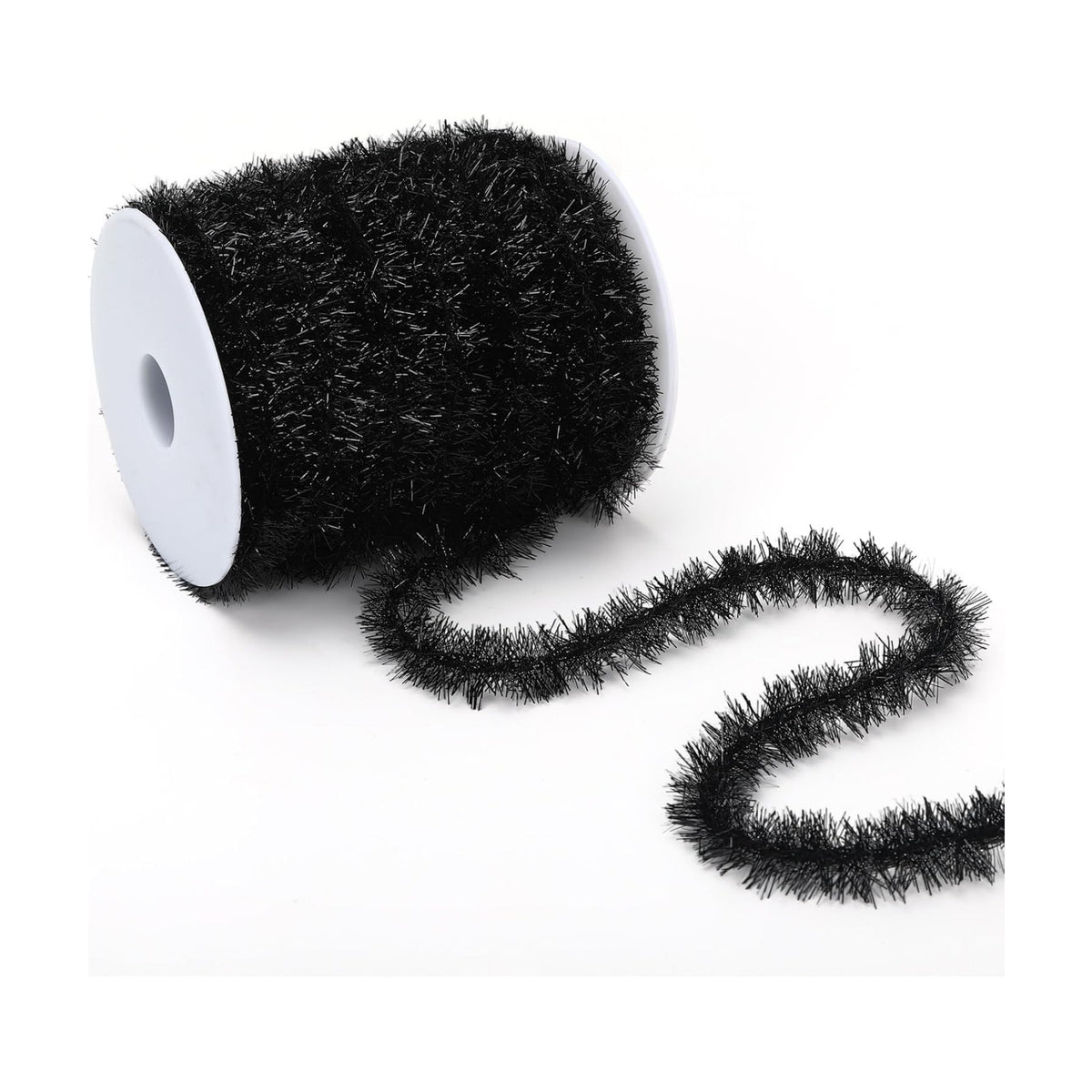 MARFOREVER 40 Yards Black Tinsel Ribbons Halloween Mini Twist Garlands