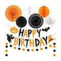 Halloween Birthday Decorations Banner with Honeycomb Ball Hanging Tissue