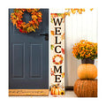 Fall Leaves Welcome Sign for Front Door, 47'' Autumn Porch Sign Farmhouse Warm Greeting Wooden Door Sign Rustic Vertical Porch Sign Pumpkin Standing Welcome Yard Signs for Patio Outdoor Indoor