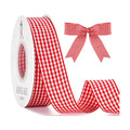 KINGLAKE Red Gingham Ribbon - 1'' x 25 Yds Red Plaid Ribbon