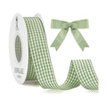 KINGLAKE Sage Green Gingham Ribbon - 1'' x 25 Yds Moss Green Plaid Ribbon