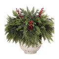 12 Artificial Christmas Cedar Branches, 17.5", with 3 Red Berry Picks