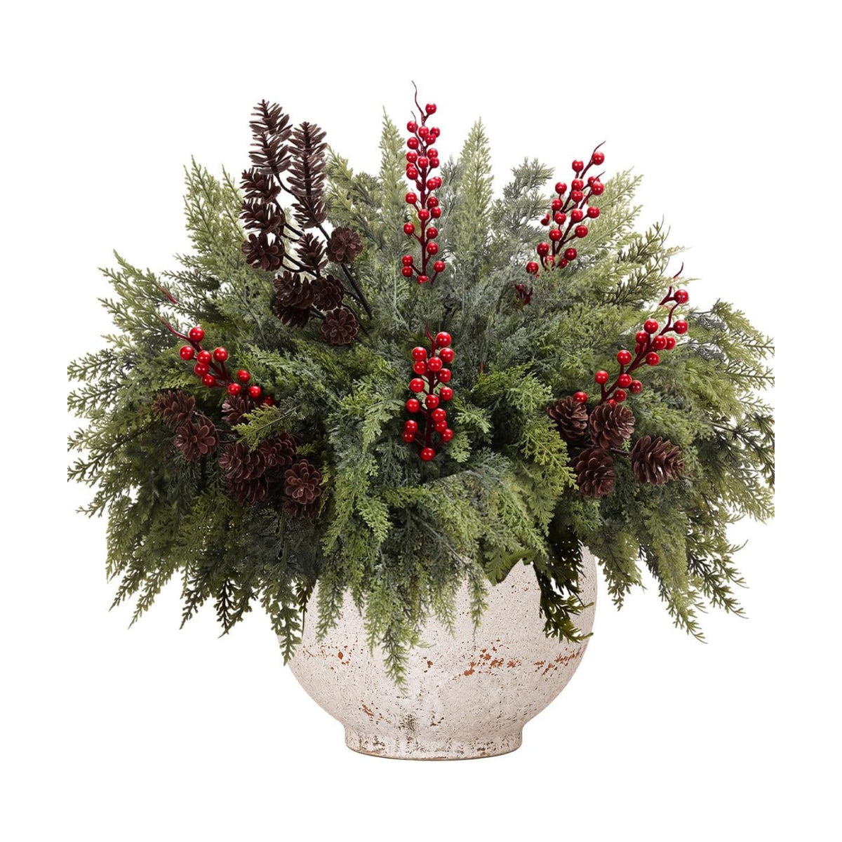 24 Artificial Cedar Stems, 17.5", with 3 Pine Cone Sprays and 8 Berry Picks