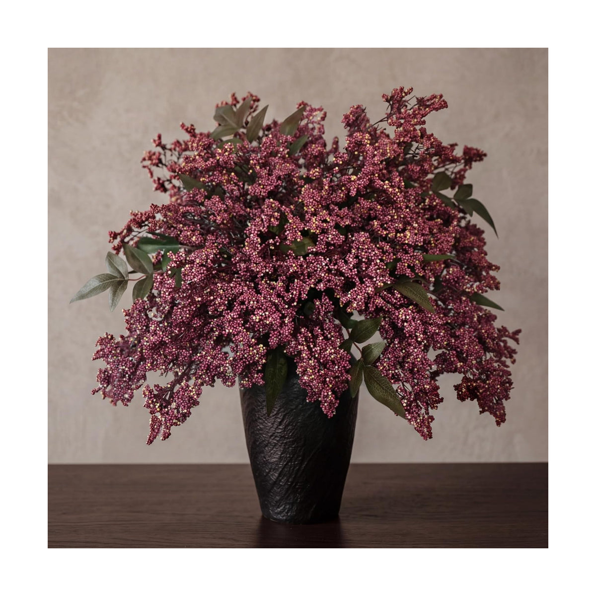 12Pcs 17in Artificial Nandina Berry Stem for Vase Decor(Dusty Plum)