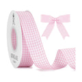 KINGLAKE Light Pink Gingham Ribbon - 1'' x 25 Yds Pink Plaid Ribbon