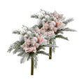 2 Pack Christmas Bouquet Pink Winter Artificial Flowers Xmas Decor