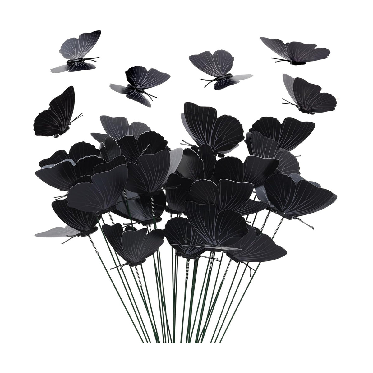30PCS Black Butterfly Decorations Faux Garden Stakes for Halloween Decor