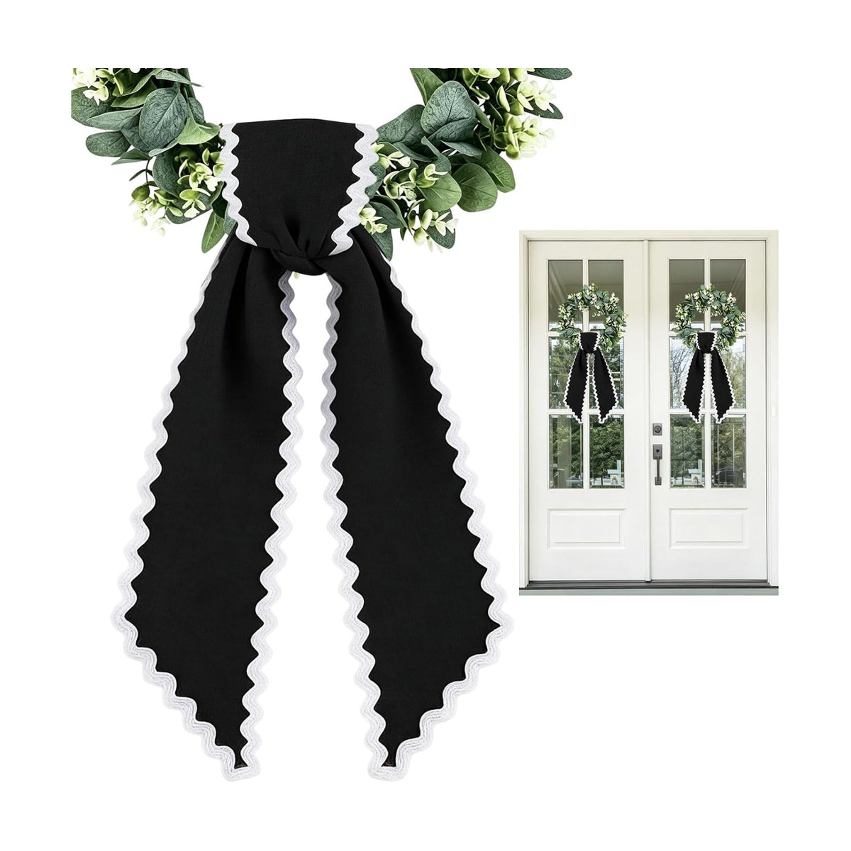 Wreath Sash for Front Door, 2pcs Wreath Scarf Halloween Decorations