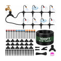 100FT 5/16" Drip Irrigation Kit, 18 Emitters for Raised Beds | 18 flexible gooseneck emitters with 3 spray modes for