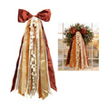 Wreath Ribbon Sash, Rust Velvet Bow for Front Door, Porch Fall Decor