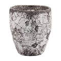 15" H x 11.6" Dia Fiberstone Planter Pot with Drainage Hole, Distressed Black & Gray Decorative Flower Pot for Indoor