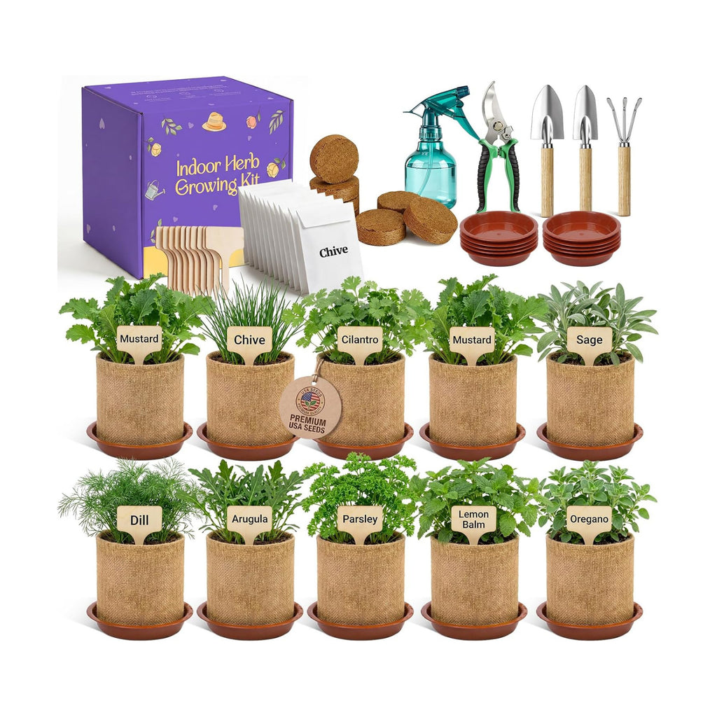 10-Herb Indoor Garden Kit, Complete Kitchen Herb Starter Set
