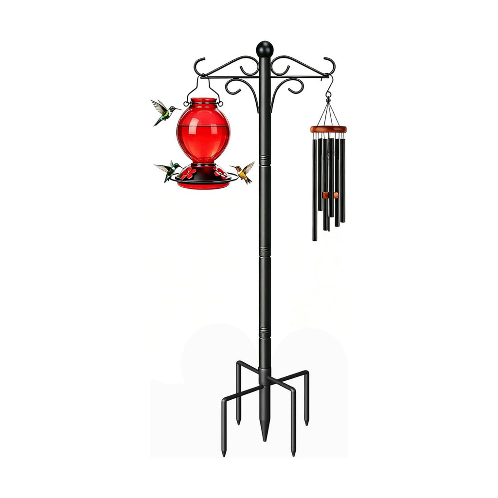 76'' Bird Feeder Pole, Adjustable Shepherds Hooks for Outdoor, Metal Garden Hanging Holder for Hummingbird Feeder, Wind Chimes, Patio Stakes, Wedding Decor