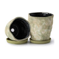 6 Inch Ceramic Planter Set of 2 with Drainage Hole and Saucer for Plants, Indoor-Outdoor Large Irregular Succulent