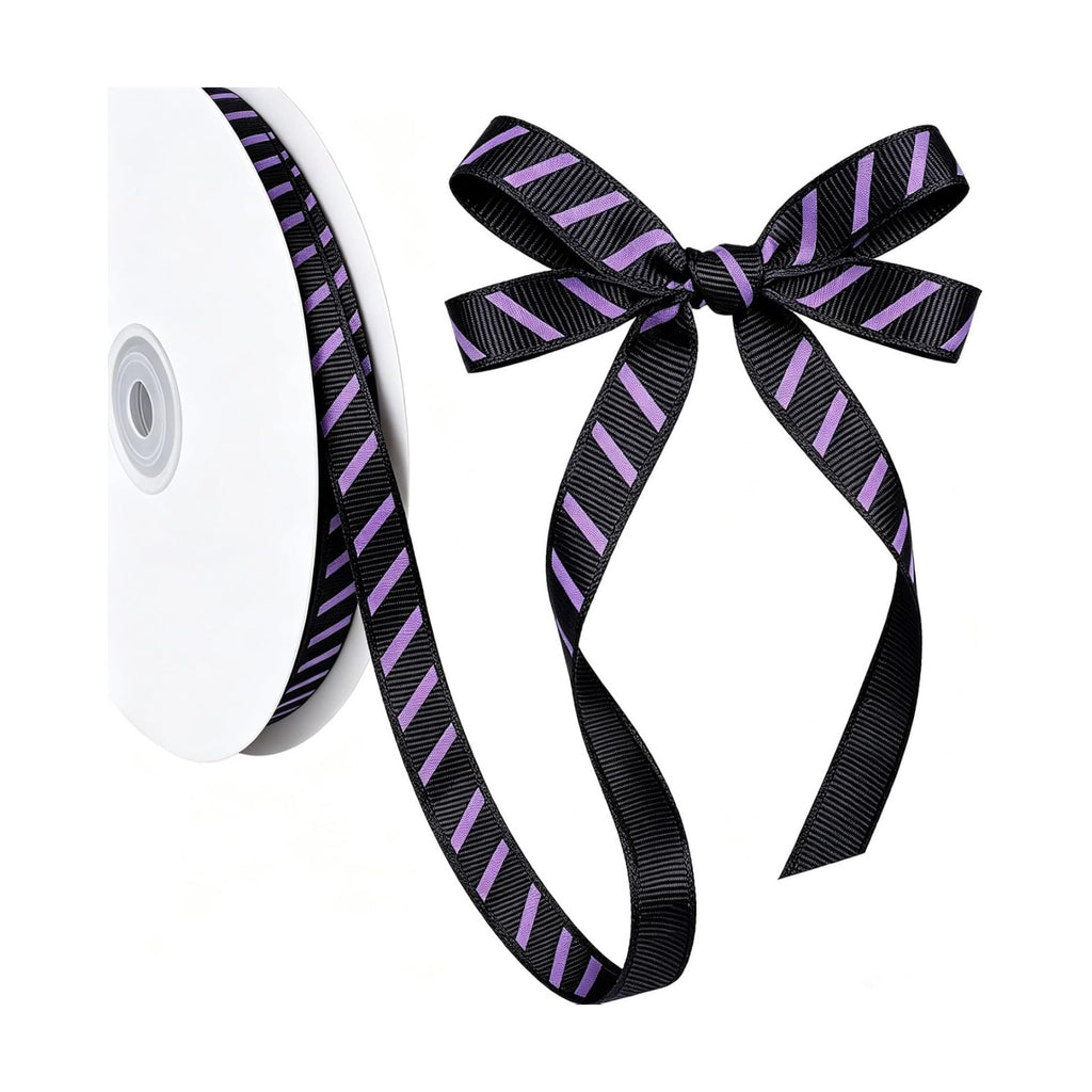 Halloween Ribbon for Crafts Black and Purple Grosgrain 71 Yard