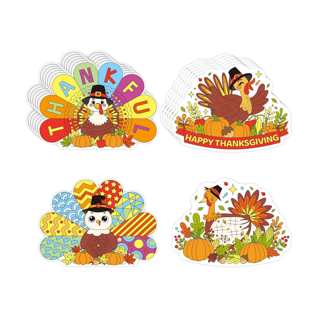 12 PCS Thanksgiving Coloring Placemats Turkey Thanksgiving Paper Placemats